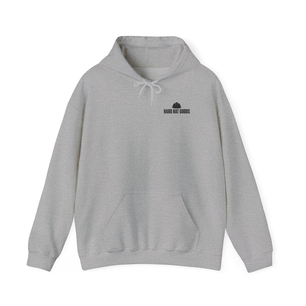 Sport grey trades hoodie with Hard Hat Goods chest logo