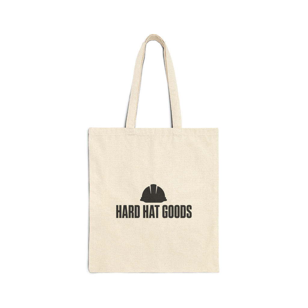 Natural canvas tote bag with black Hard Hat Goods logo