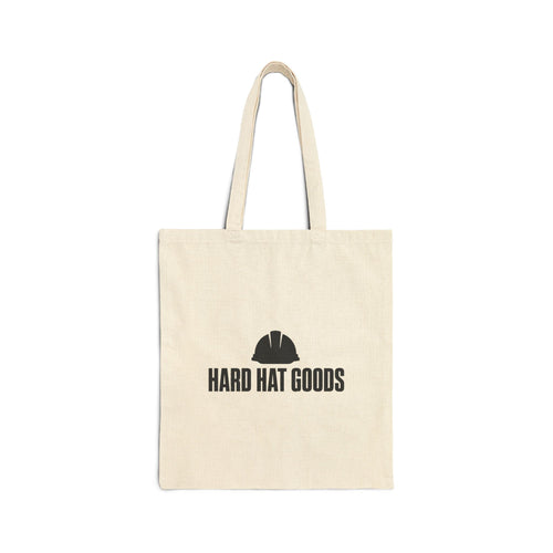 Natural canvas tote bag with black Hard Hat Goods logo